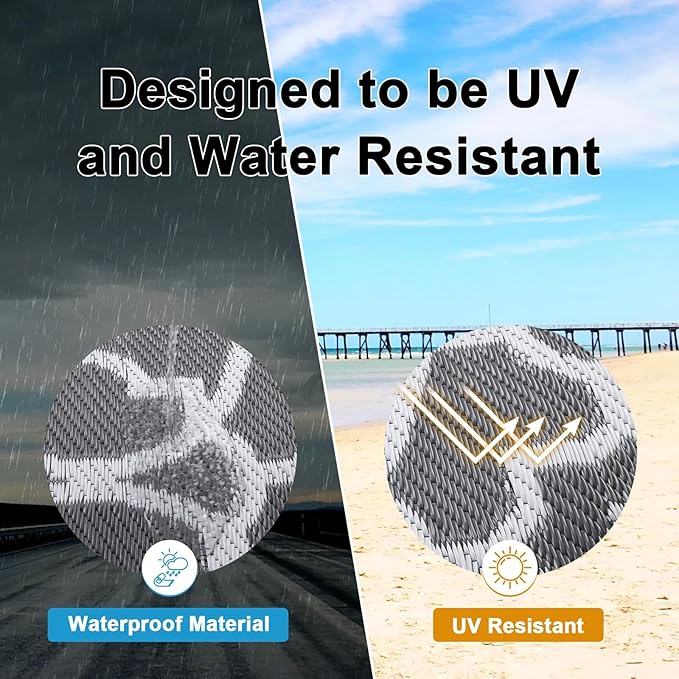 HEBE Outdoor Rug Waterproof 6x9, Plastic Straw Rug Camping Rug, Reversible Outdoor Patio Rugs RV Mat Clearance, Indoor Outside Floor Carpet for Porch,Deck,Camper,Balcony,Backyard