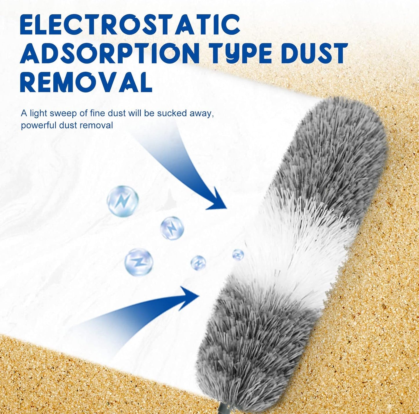 Microfiber Feather Dusters for Cleaning, Extendable Duster with 110" Extension Pole & 2pcs Replaceable Bendable Head, Cleaner Supplies Duster Tool for Ceiling Fan Furniture Cars Home Kitchen Gadgets