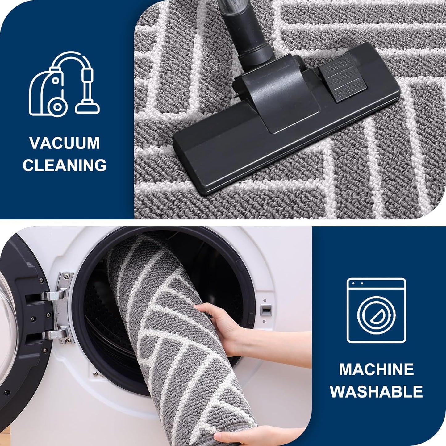 OLANLY Runner Indoor Door Mat, 70x23 Inch, Dirt Resistant and Absorbent, Non-Slip Rubber Backing Floor Mats, Easy Clean Low-Profile Doormat for Entryway, Front Door, and Inside Entrance, Grey