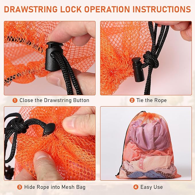 10/20/40/60/100PCS Mesh Drawstring Bag Durable Delicate Mesh Laundry Bag Multicolor Nylon Mesh Bag Small Mesh Gym Bag Travel Mesh Beach Bag Locking Closure Drawstring Bag For College, Gym, Yoga, Sport