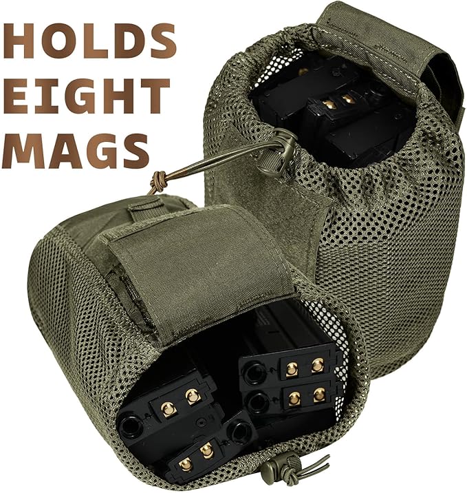 Dump Pouch Tactical Molle Mesh Pouches,Lightweight Range Compact Micro Drawstring Foraging Roll Up Foldable Recovery Ar Mag Tool Pack,EDC Drop Net Storage Belt Bag.…