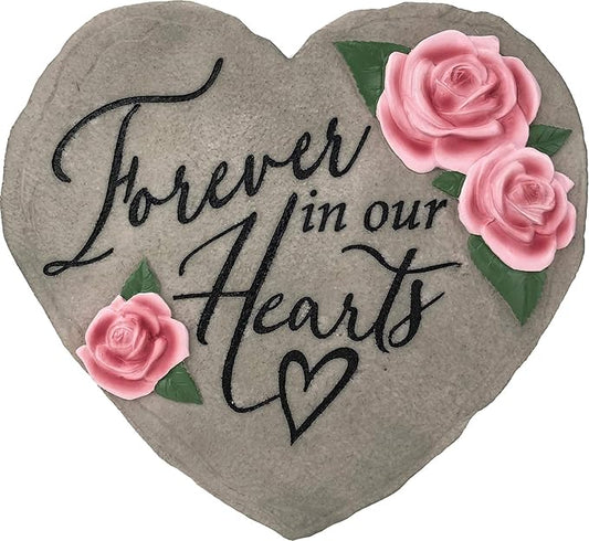 Spoontiques - Garden Décor - Forever in Our Hearts Stepping Stone - Decorative Stone for Garden