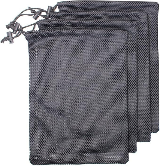 4 PCS Multi Purpose Nylon Mesh Drawstring Storage Ditty Bags for Travel & Outdoor Activity