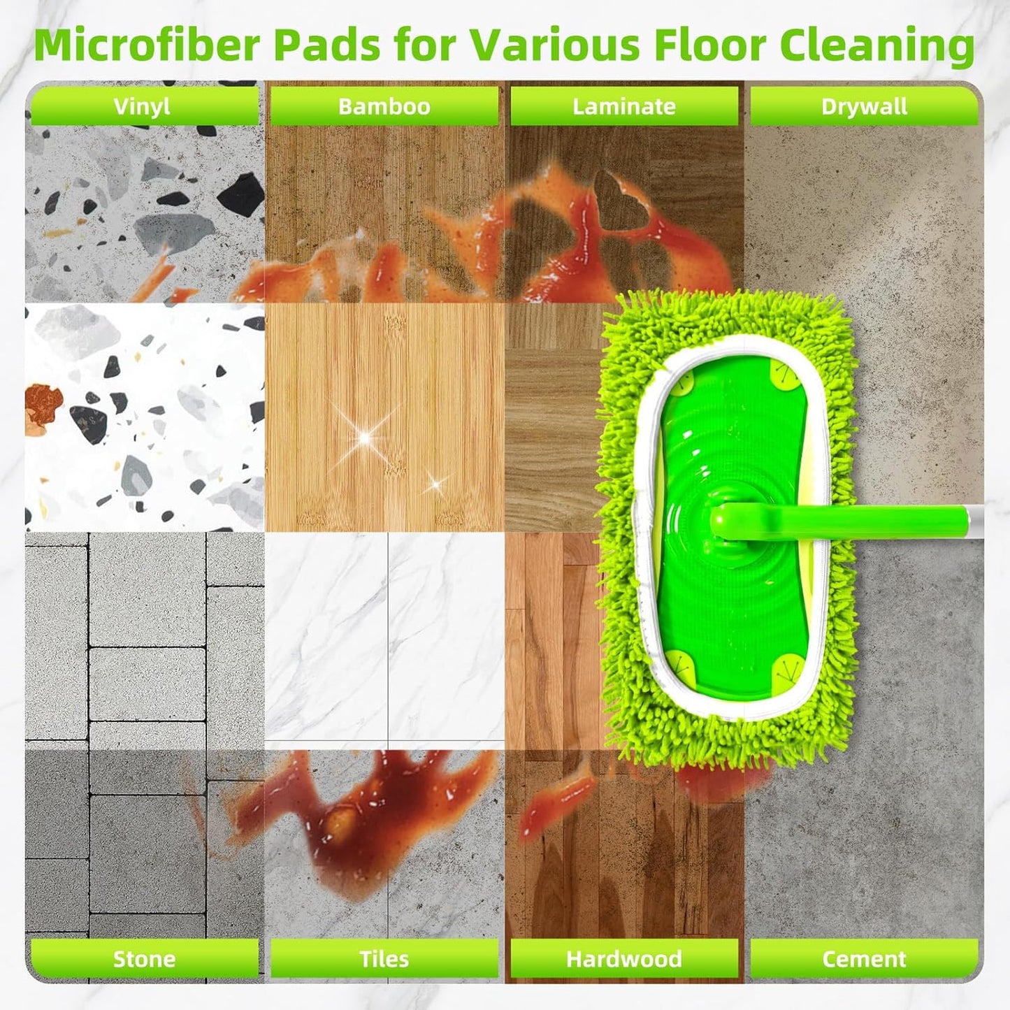Reusable Dry Sweeping Cloths Microfiber Wet Pads Refill Compatible with Swiffer Sweeper Mop Replacement Sweeping Mopping Pad Refills for Use on All Sealed Floors - Stone, Hardwood, Laminate & Tile