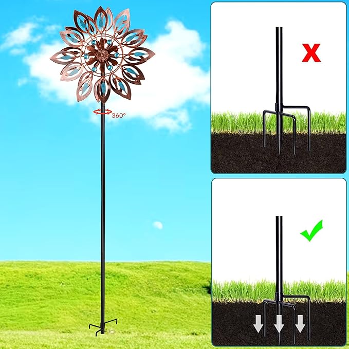 Wind Spinners for Outdoor Yard Decor, 360 Degrees Swivel Outdoor Metal Wind Spinner, 62" Wind Sculptures Garden Decor for Patio Lawn Yard