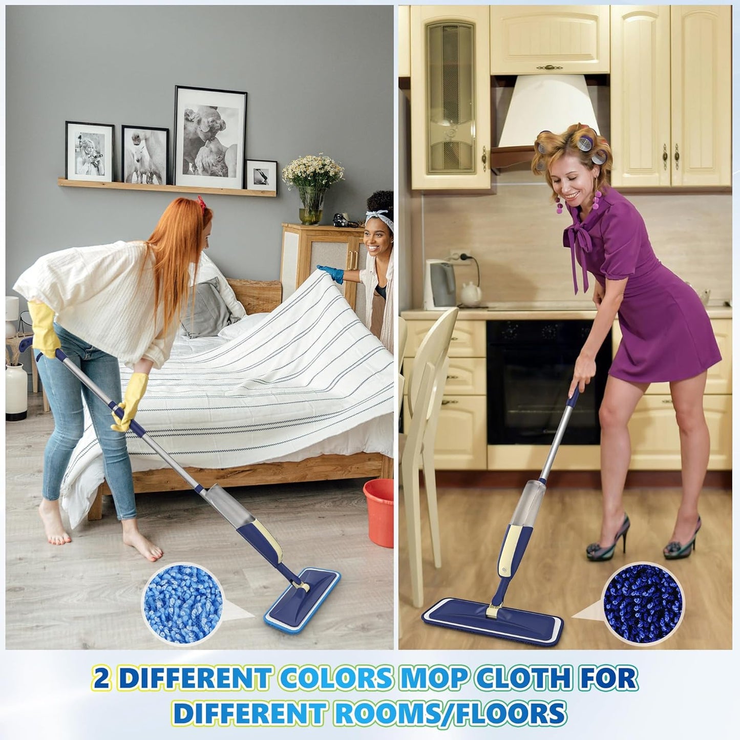 Microfiber Spray Mops for Hardwood Floor Cleaning - MEXERRIS Wet Jet Mops Dry Dust Mop with 3X Washable Pads fit for Swiffer Powermop Floor Mop Flat Mops for Wood Laminate Tile Vinyl Floor Cleaning