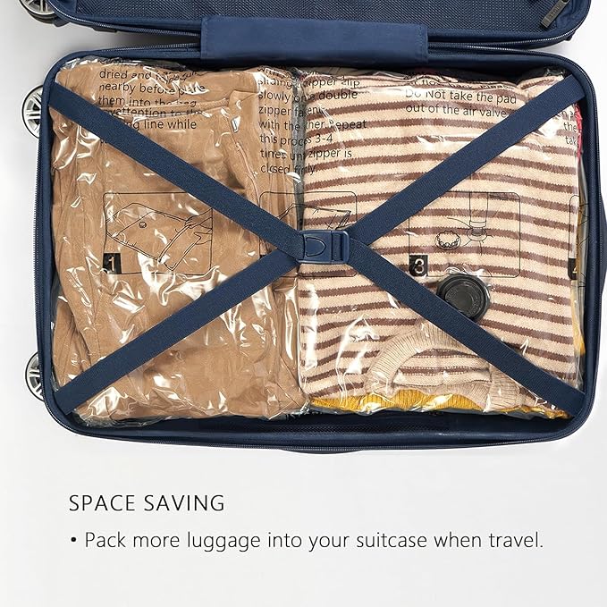 SUOCO 8 Combo Vacuum Storage Bags with Electric Pump, (2 Jumbo, 2 Large, 2 Medium, 2 Small) Travel Clothes Space Saver Bags, Compression Airtight Seal Bags for Clothing, Pillows, Comforters, Blankets