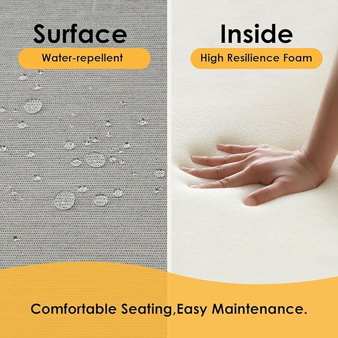 Outdoor Sunbrella Square Corner Seat Cushion, 19"x19"x3", Set of 4, Non Slip Outdoor Seat Cushion Pads with Removable Cover for Patio Furniture, Garden Yard Lawn, Specrtum Pebble