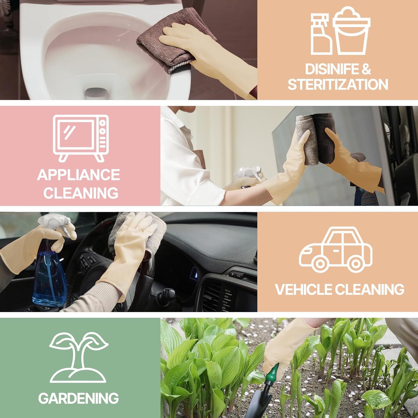 MAMISON 10 Pack Simple and Short Hands Gloves, Reusable Non-Slip Rubber Gloves Large Size