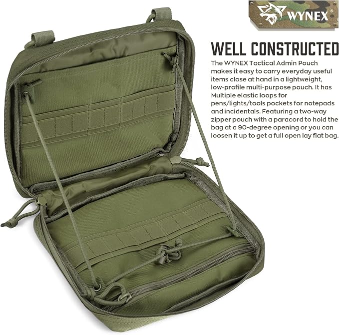 WYNEX Tactical Admin Molle Pouch, Medical EDC EMT Utility Bag Shell Design Attachment Pouches 1000D Nylon Hiking Belt Bags