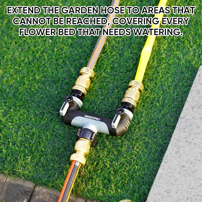 Garden Hose Splitter, 3/4-Inch Hose Manifold, Outdoor Faucet Adapter - Soft TPR Covering - Lightweight Non-Slip Sun-Resistant 2-Way Valve（Gray）