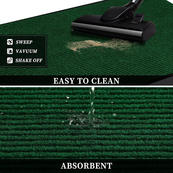 Profile Rubber Door Mat, 60x35inch, Heavy Duty, Entrance Doormat, Indoor and Outdoor, Waterproof, Easy Clean Shoe Scraper, Home Rug Welcome Mats for Entryway, Patio, Porch, Green