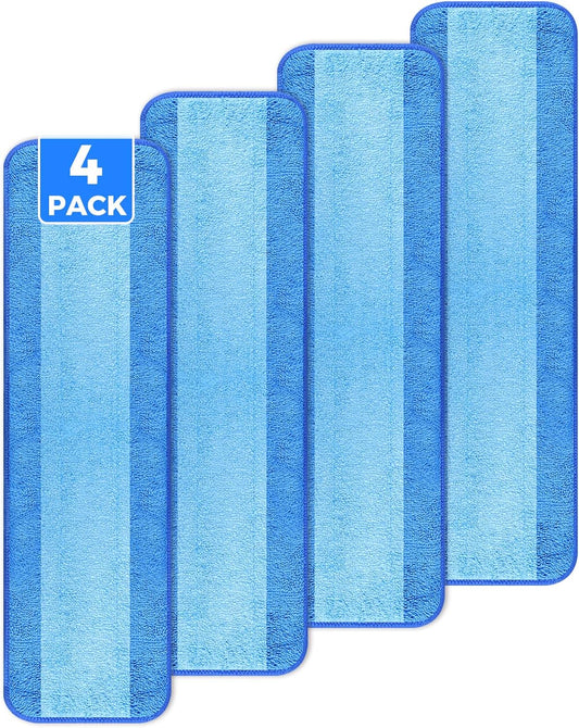 4-Pack Microfiber Cleaning Pads, 18-Inch Microfiber Mop Pads Compatible with Bona Mop, Washable and Reusable Mop Pad Refills for Hardwood Tile Laminate Floors