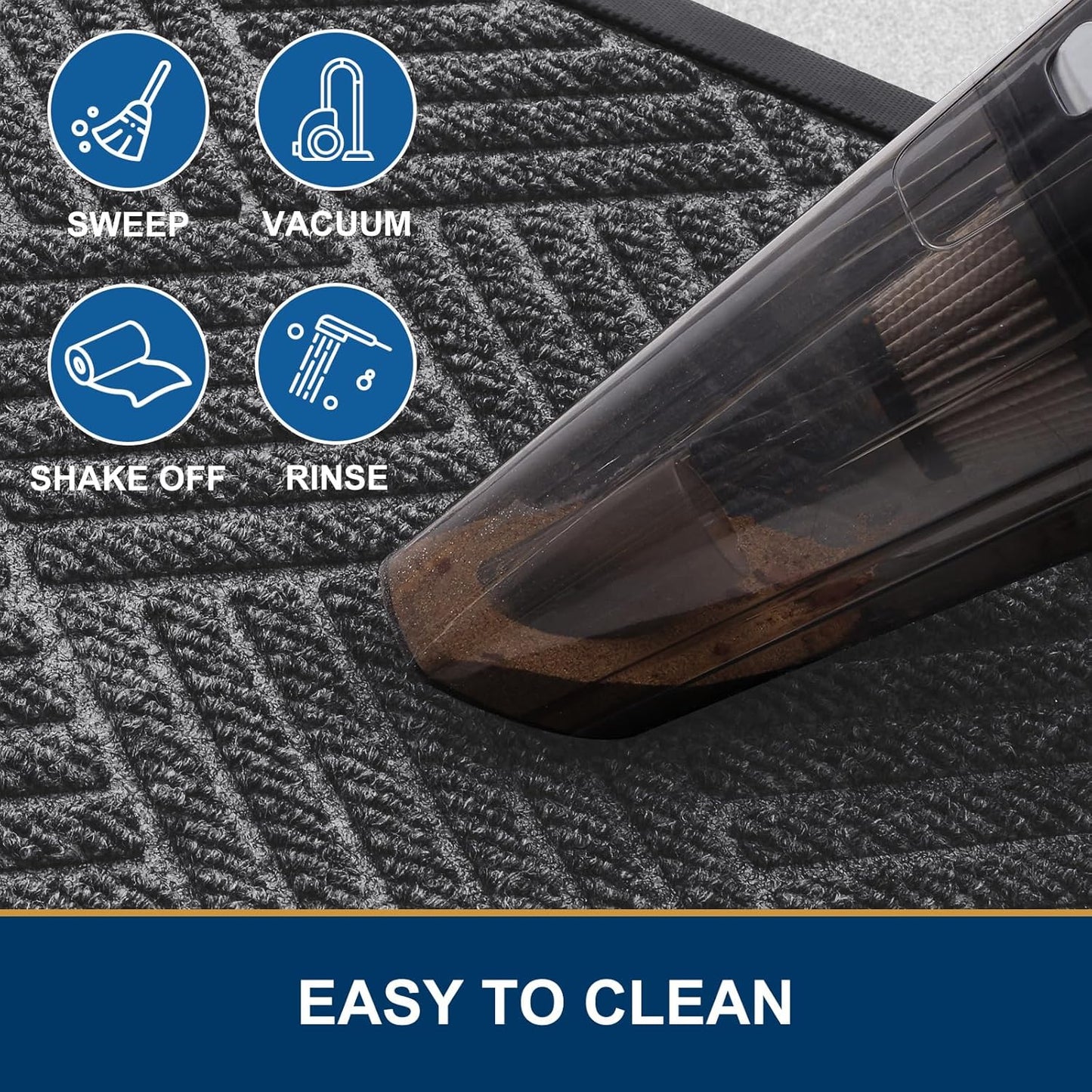 Smiry Front Door Mat Outside Entrance, Heavy Duty Outdoor Indoor Mat, Natural Rubber Doormat, Non Slip, Trap Dirt and Moisture, Easy Clean, Low Profile Patio Porch Entryway Mat, 71x23, Light Grey