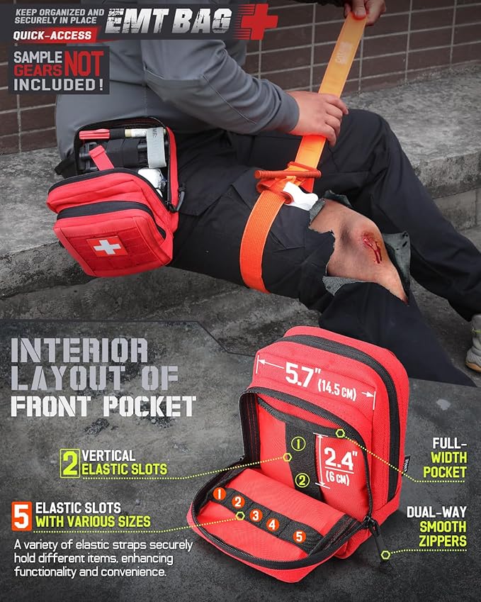 WYNEX Molle Admin Pistol Pouch for Concealed Carry, Tactical EDC Belt Pouch Gun Bag Utility Tool EMT Organizer Pouch Medical CCW with Universal Pistol/Elastic Holster