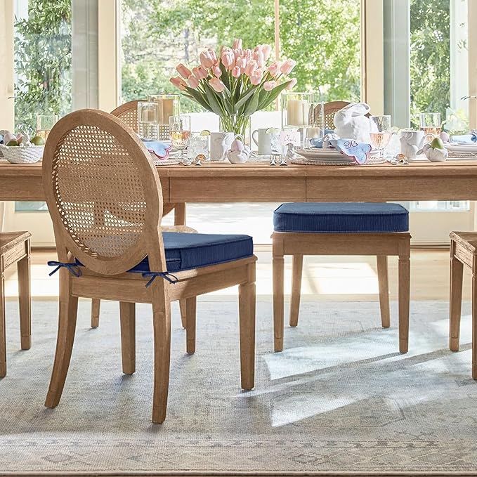 Outdoor Round Corner Seat Cushion, 17"x16"x2", Set of 4, Non Slip Seat Cushion Pads with Removable Cover for Patio Furniture, Garden Yard Lawn, Navy