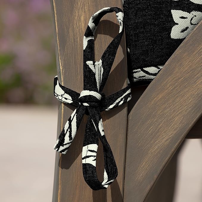 Arden Selections Outdoor Seat Cushion, 19 x 19, Rain-Proof, Fade Resistant 19 x 19, Ashland Black Jacobean (Pack of 4)