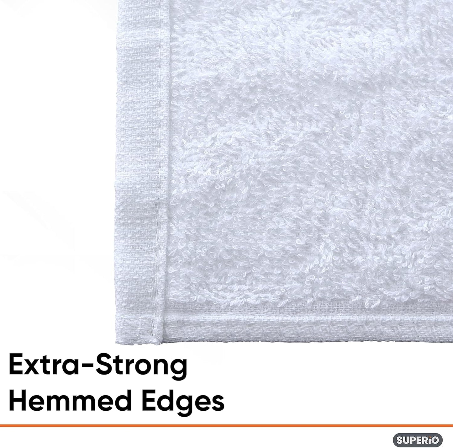 Superio Terry Cloth Rags White Washcloths 100% Cotton 12" Cleaning Cloths, Kitchen Towels, Facial Washcloth, Spa Cloths, Hand Towel, Small Lint Free Rags for Multi-Purposes (36 Pack)