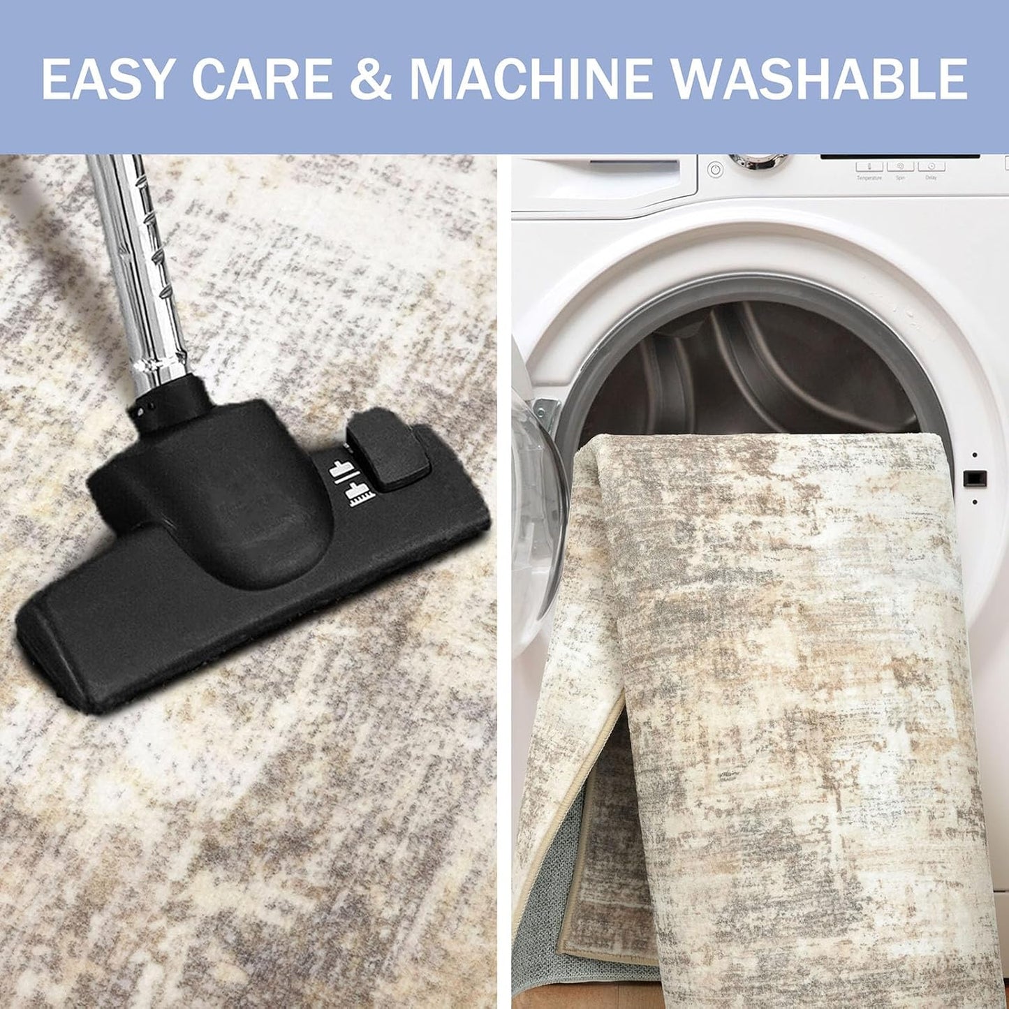 IOHOUZE Abstract Runner Rug 3x18 Ft Extra Long Washable Runners for Hallways, Non Slip Kitchen Runner Printed Faux Wool Entryway Runner Indoor, Modern Abstract Floor Carpet for Hall Stair, Beige Brown