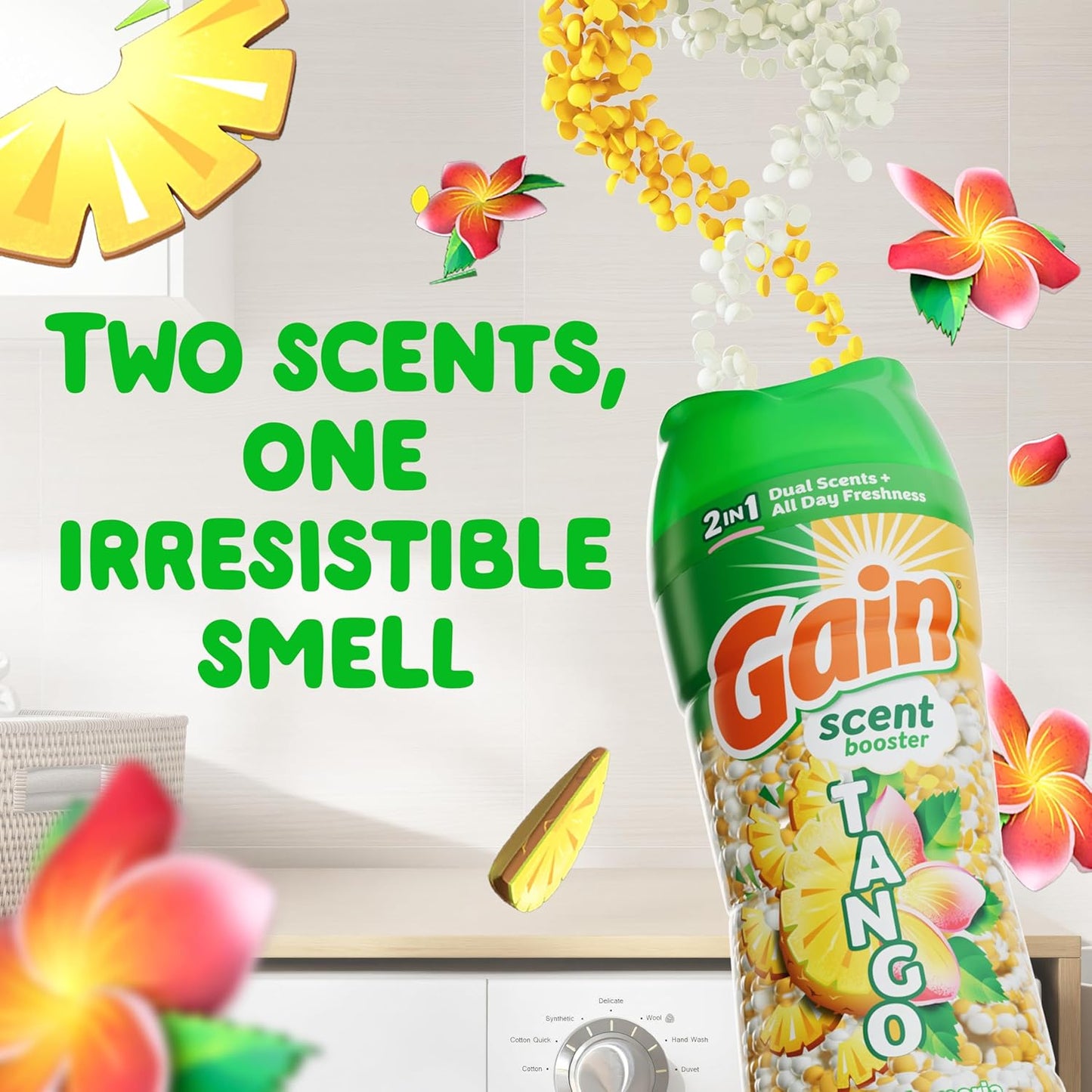 Gain Tango 2-in-1 Laundry Scent Booster Beads, Piña and Plumeria Scent, Laundry Beads with Dual Scents Plus All Day Freshness