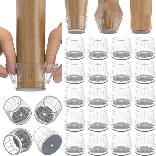 24PCS Silicone Chair Leg Floor Protectors for Hardwood Floors, Thicken Rubber Chair Leg Cap Covers, Non Slip Furniture Leg Pads to Protect Wood Tile Floors from Scratches and Reduce Noise