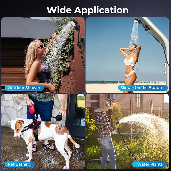 Portable Shower for Camping, 7800mAh Rechargeable Camping Shower Pump with 3 Spray Modes & 5-Gallon Collapsible Bucket, Outdoor Shower Kit for Hiking, RV, Travel, Pet Bath, Watering Plants