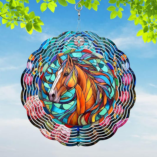 Horse Yard and Garden Wind Spinner, Unique 3D Hanging Horse Wind Spinner