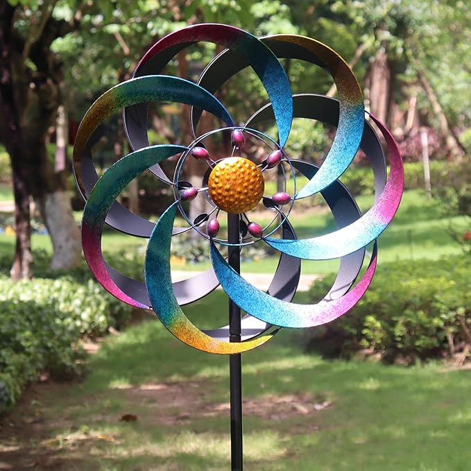 Wind Spinners Outdoor for Yard and Garden Large Colorful Metal Wind Sculptures Kinetic Windmills Decoration 70x20 Inches