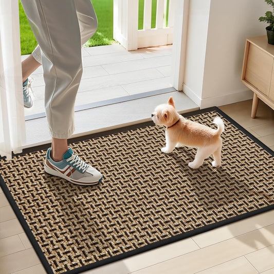 LEKEEPGO Door Mat Indoor Entrance 17"x29", Absorbent Indoor Door Mat, Non Slip Rubber Backing Inside Door Mats, Washable Floor Mat, Low-Profile Doormat for Front Door, Entryway, Entrance, Black