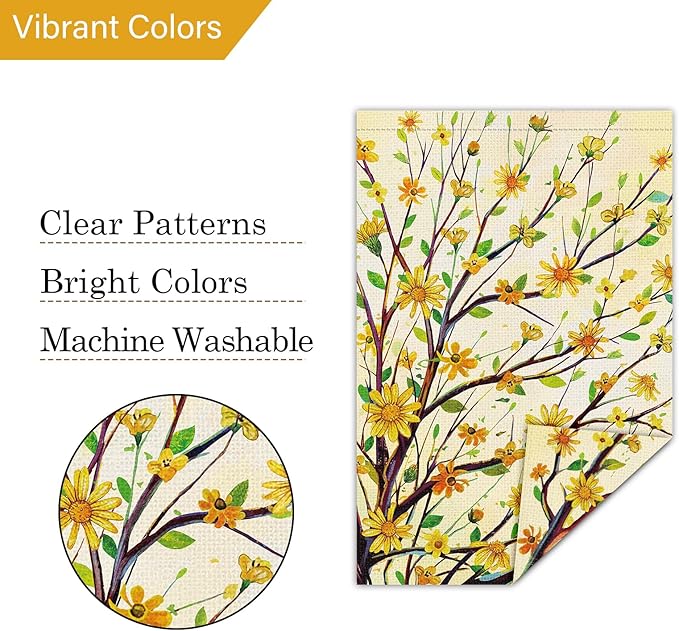 Louise Maelys Summer Tree Garden Flag Spring Floral Welcome 12x18 Inch Double Sided Small Burlap Seasonal Holiday Yard Outdoor Sign Outside Home House Decoration