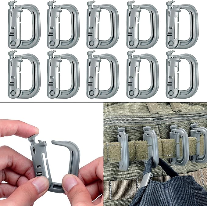 BOOSTEADY 36PCS Attachments for Tactical Backpack Vest Belt,D-Ring Grimloc Locking Gear Clip, Web Dominator Elastic Strings, Strap Management Tool Buckle,Hydration Tube Clips,Key Ring,MOLLE Bag