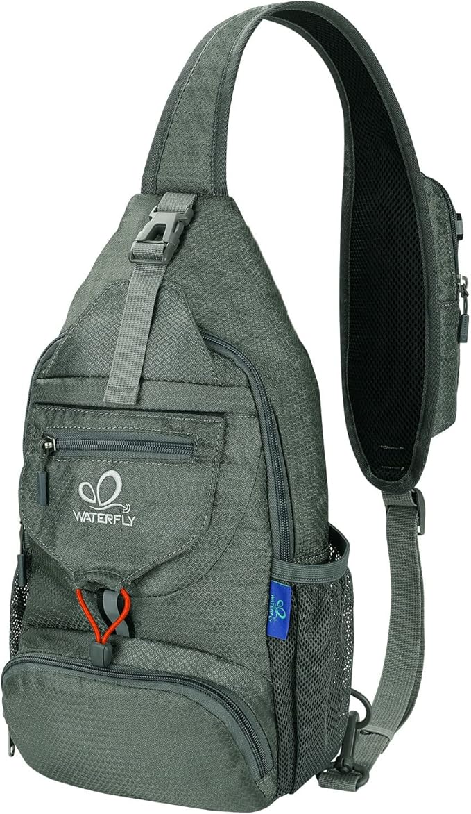 WATERFLY Packable Small Crossbody Sling Backpack Shoulder Chest Bag Daypack for Hiking Traveling
