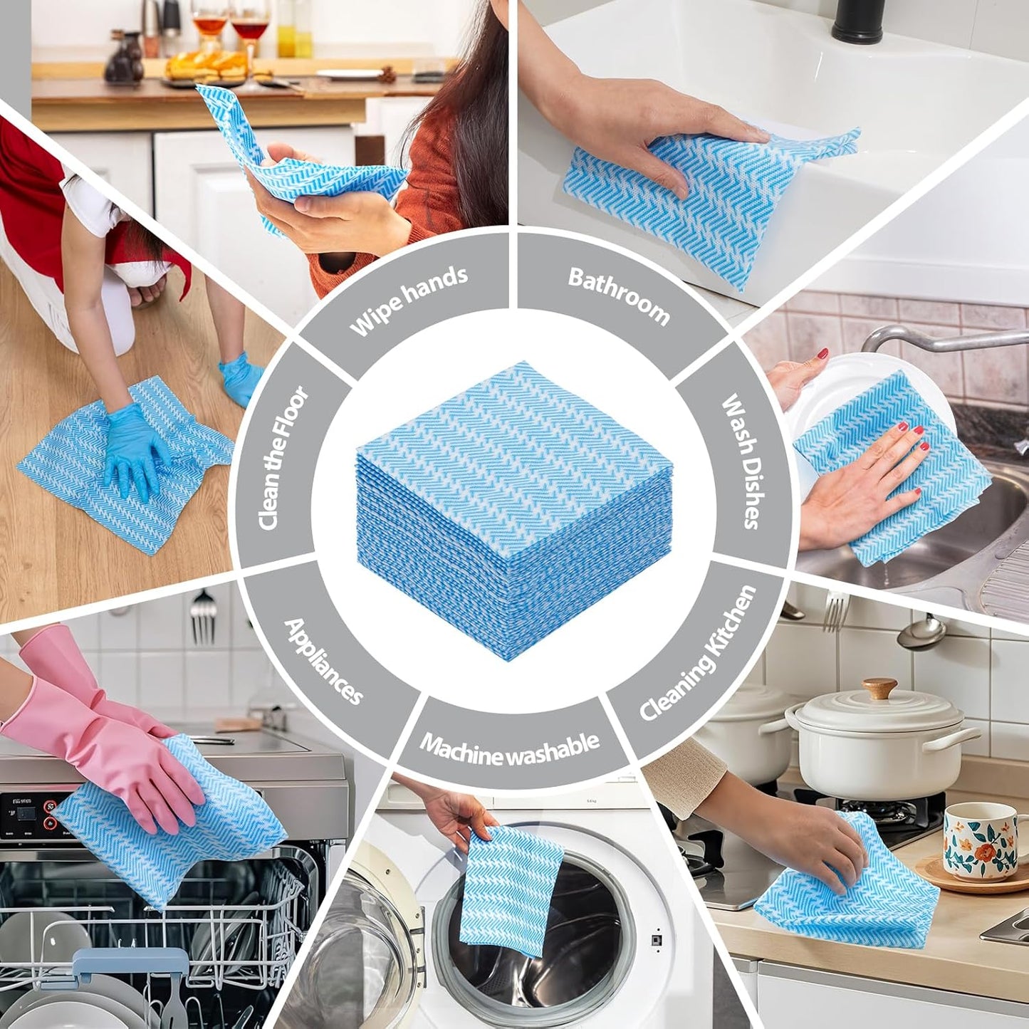 Disposable Dish Cloths,Multi use Reusable Cleaning Cloth,Machine Washable J Cloth,Heavy Duty Handy Cleaning Wipes 13.7" X 15.7" 120 Count