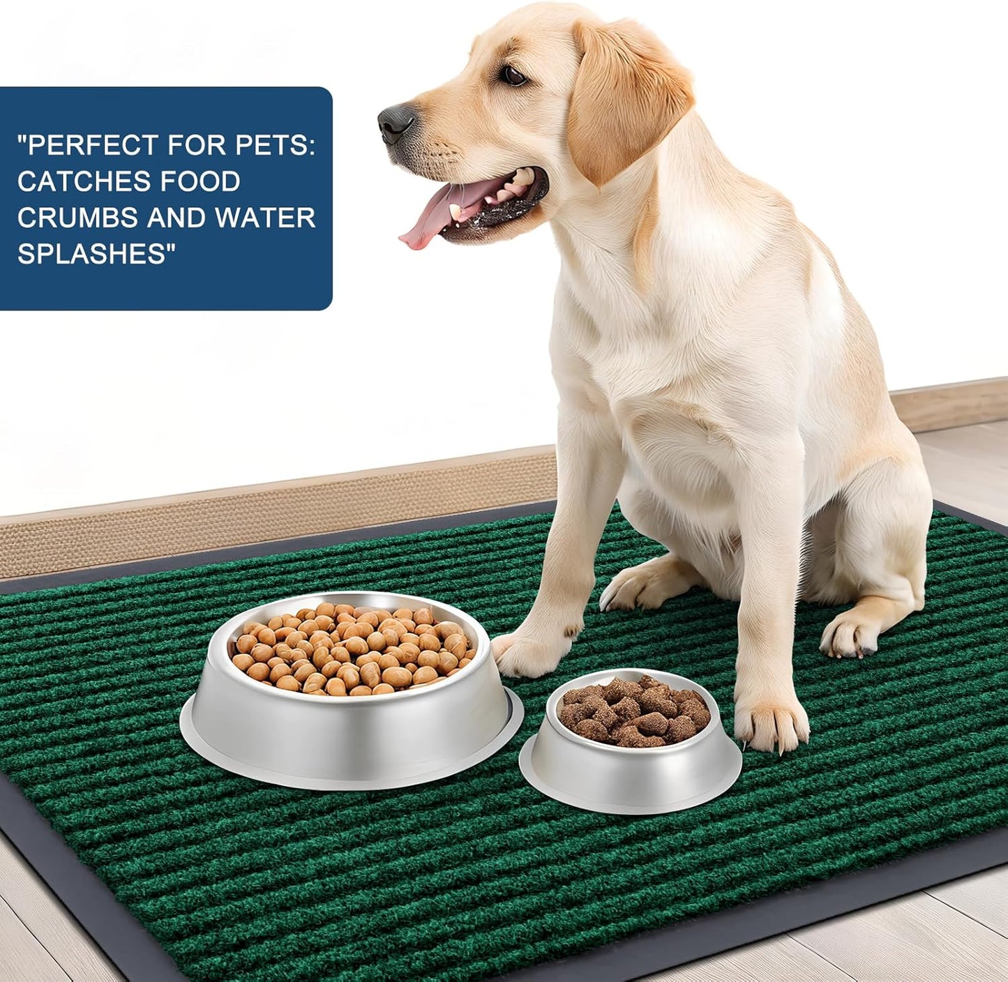 OLANLY Front Door Mat Indoor Outdoor Entrance, Waterproof Heavy Duty Doormat, Fade Resistant, Low Profile, Easy Clean Patio Porch Welcome Floor Mats for Entry, 59x35, Green