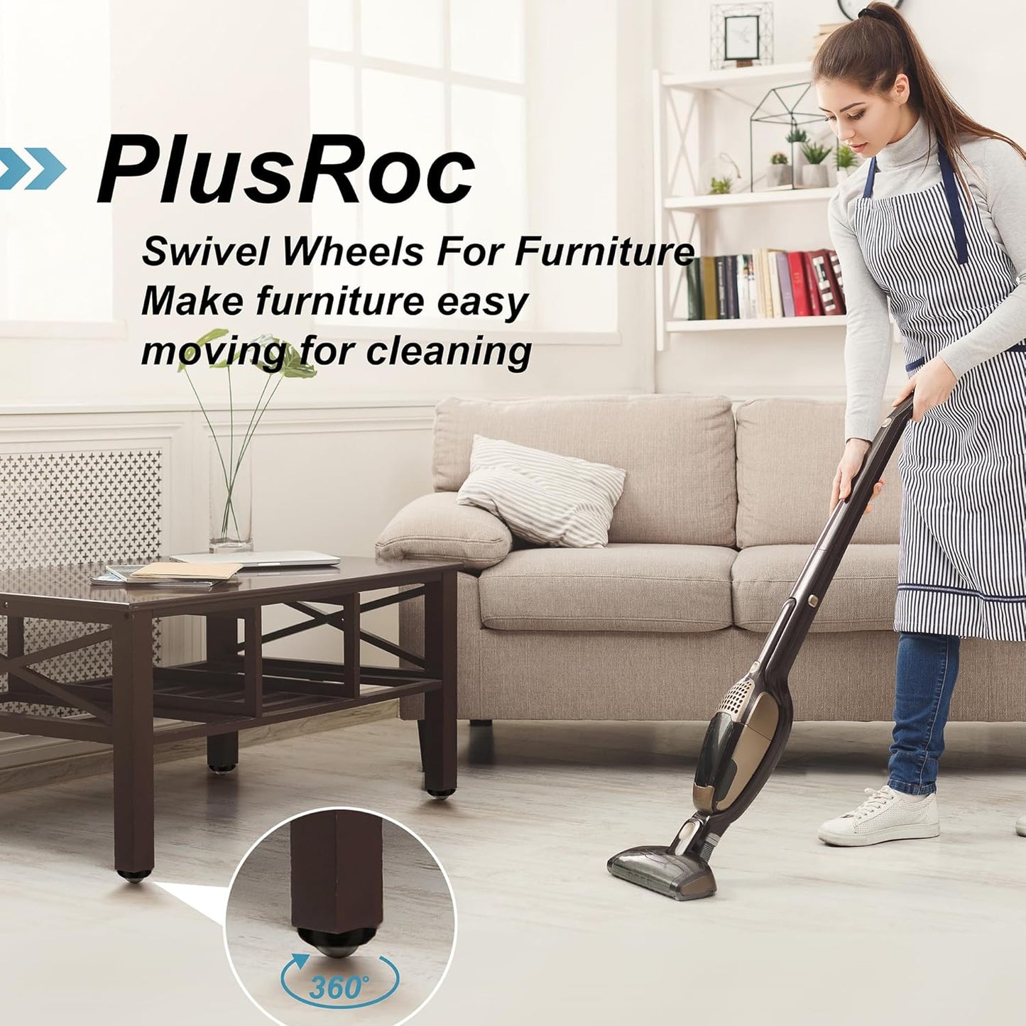 PlusRoc 4 Pack 1 Inch Self Adhesive Paste Caster Wheels for Furniture Kitchen Appliance Rollers, Load Capacity 28LBS Per Wheel, Low Profile Swivel Wheels for Bucket Storage Bins