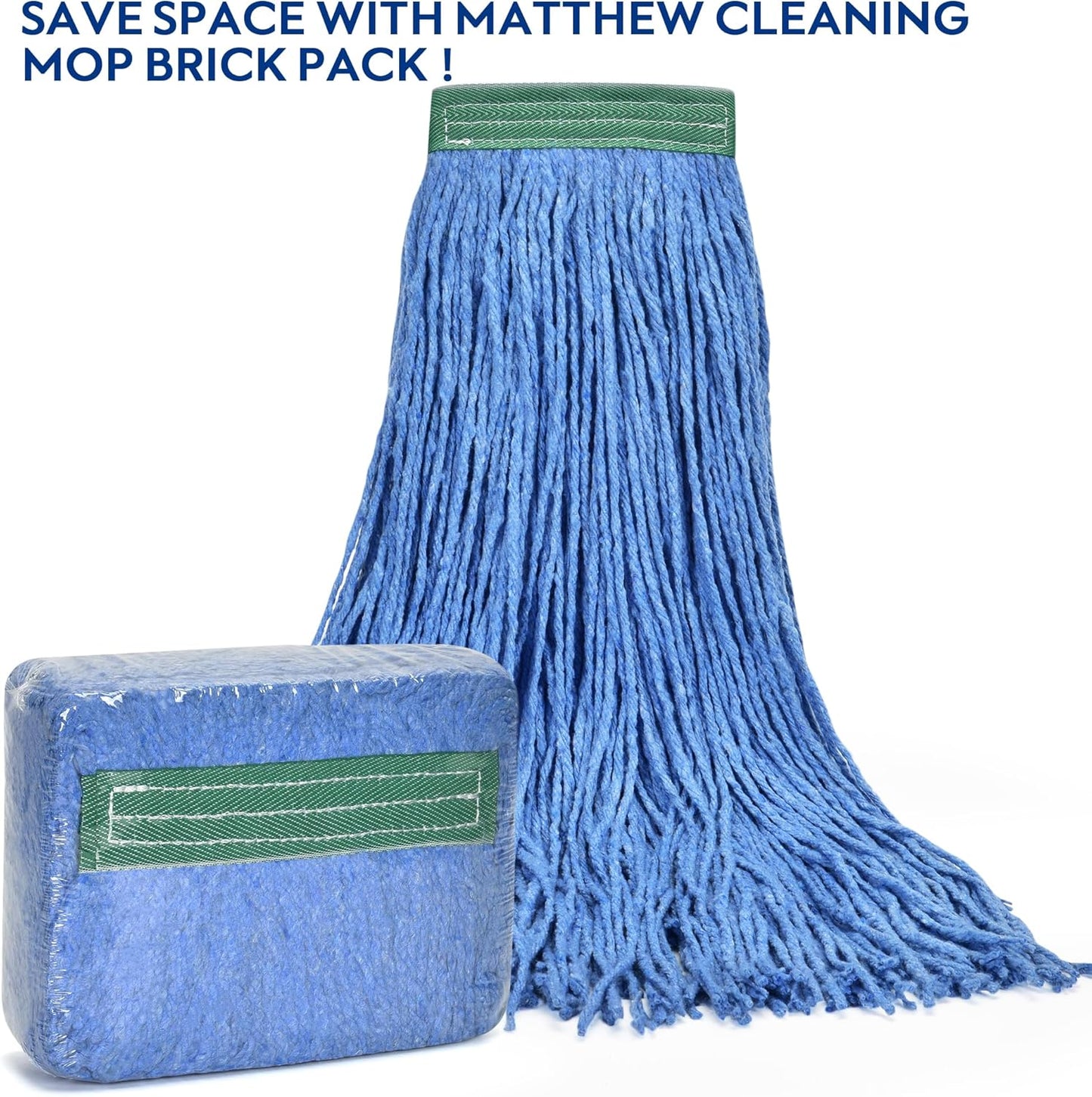 Matthew Cleaning 20oz 6Pack Cotton Floor Mop,Cotton Looped-Open String Heavy Duty String Refills, Universal Headband Blend,Mop Head Replacement for Home, Industrial and Commercial Use(Blue)