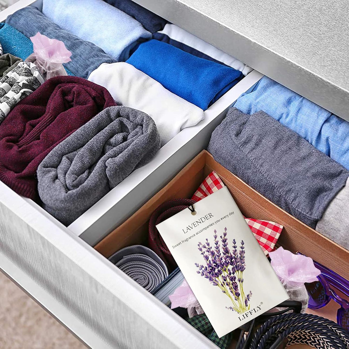 14 Packs Scented Sachets for Drawers and Closets Lavender, Rose, Jasmine, Ocean, Vanilla, Sandalwood, Gardenia 7 Scent Gift Box