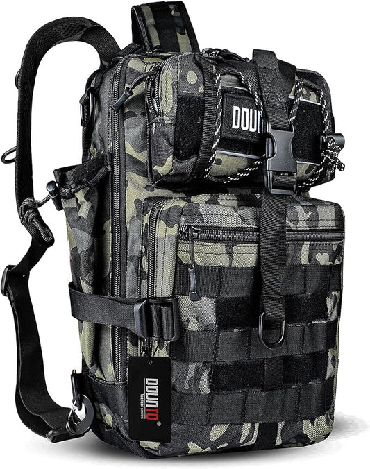 Tactical Backpack Medium EDC DayPack Military Molle Backpacks Bag Outdoor Rucksack for Fishing Hunting Camping (Black CP camo)