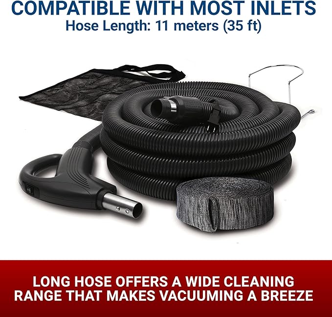 Broan-nutone 650 Air watts Residential Central Vacuum System Premium Electric Tool Set for Cleaning Floors - Anti-Vibration, Powerful Suction