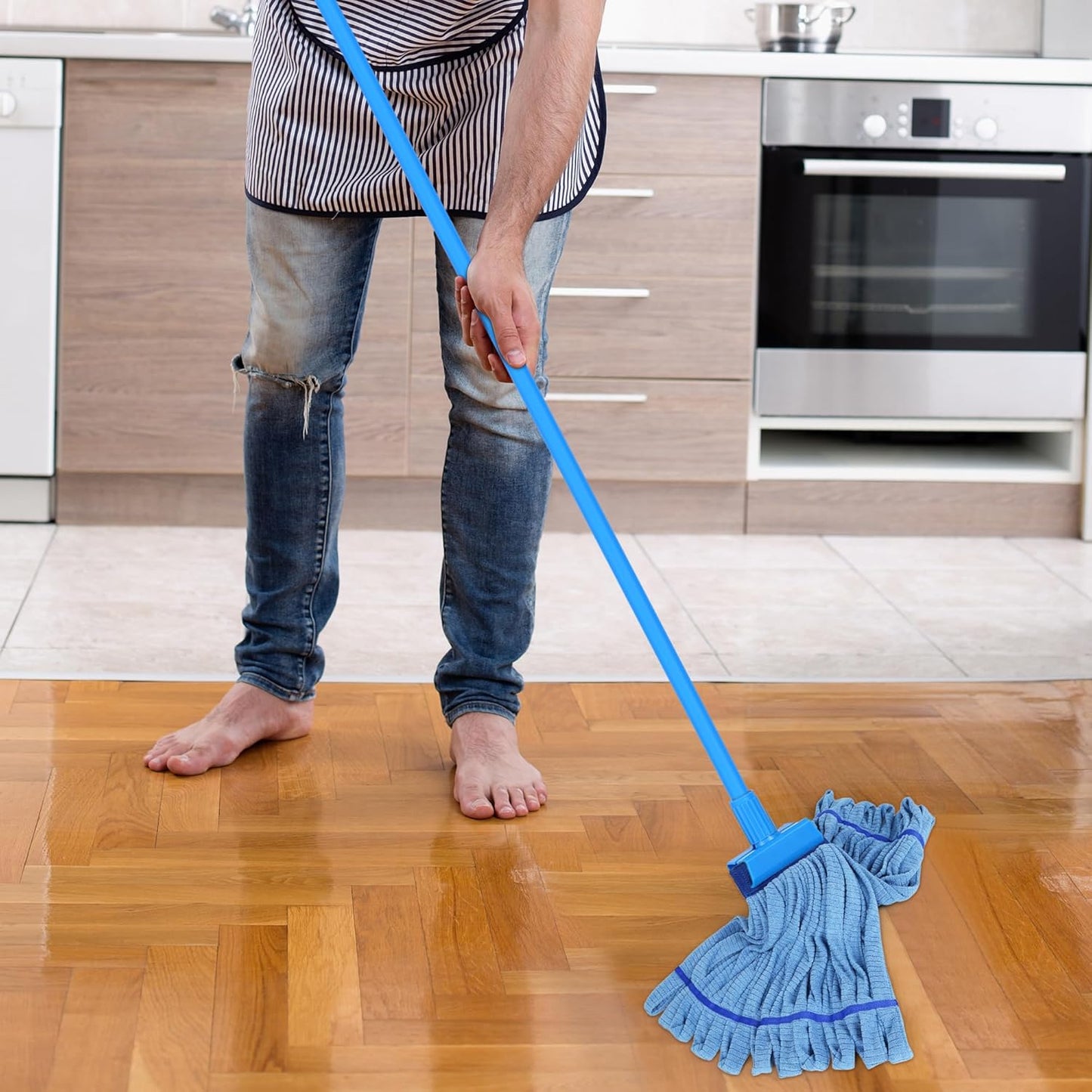 Large Microfiber Tube Mop Heads,Heavy Duty Mop Head,Highly Absorbent,Commercial Mop Head Replacement,Wet Mop Heads Replacement,for Hardwood, Tile, Laminate Floors (Blue)