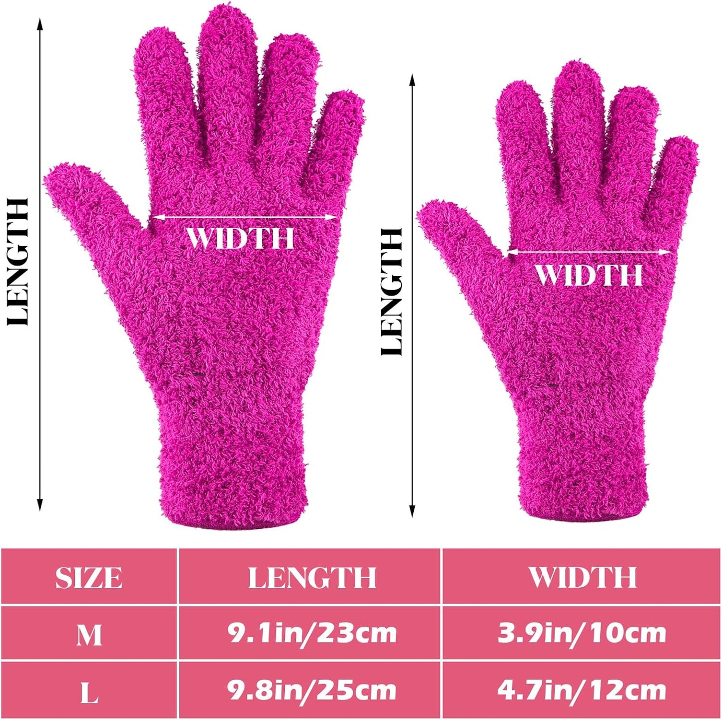 Patelai 3 Pairs Microfiber Plant Dusting Gloves Leaf Cleaning Gloves for Indoor Plants, Blinds, Furniture, House(Large,Purple, Blue, Rose Red)