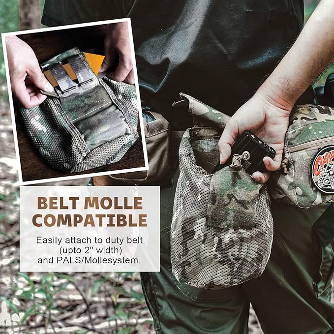 Dump Pouch Tactical Molle Mesh Pouches,Lightweight Range Compact Micro Drawstring Foraging Roll Up Foldable Recovery Ar Mag Tool Pack,EDC Drop Net Storage Belt Bag.…