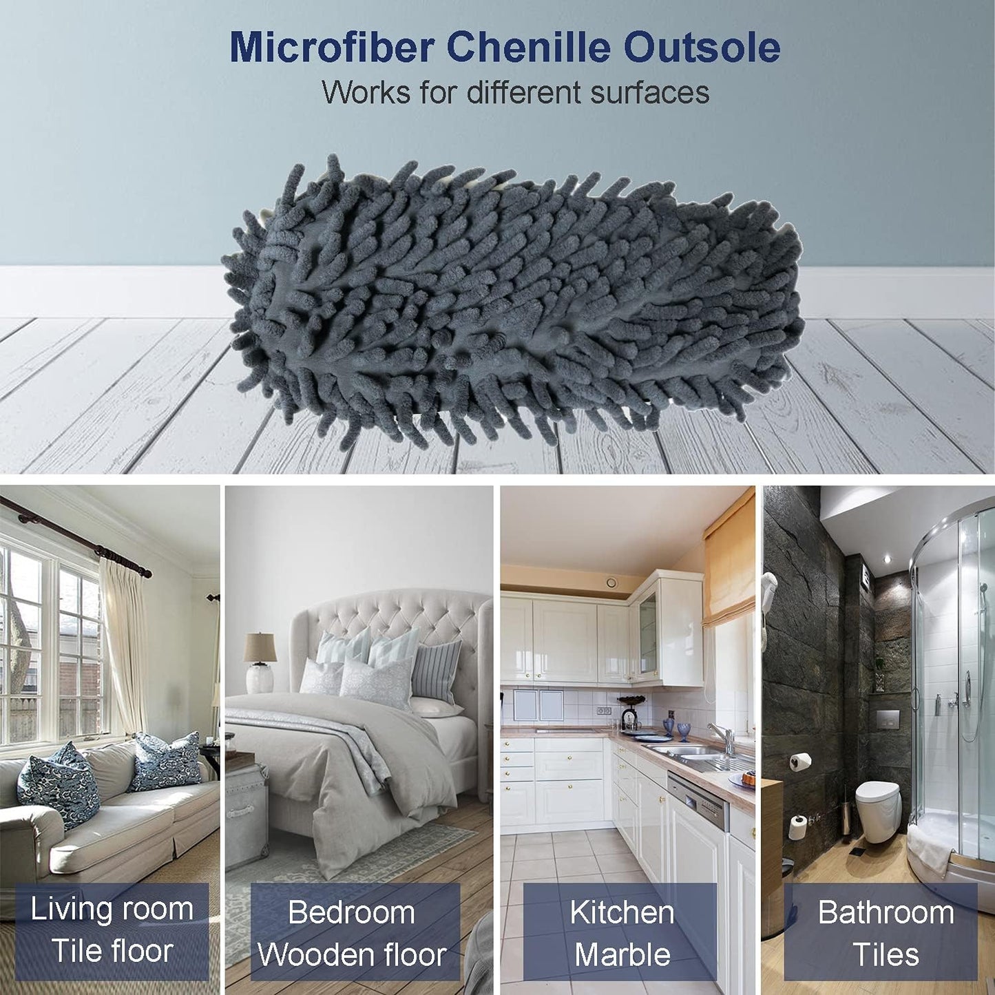 Women's Microfiber Floor Cleaning Mop Slippers with Terry Towel Fabric