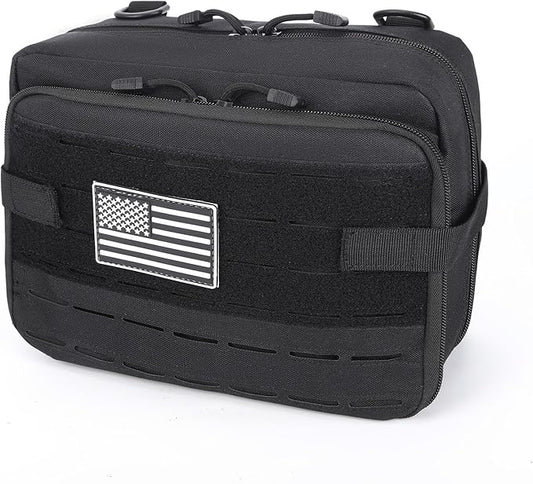 Tactical Pouch Large: EDC Gear Accessories Organizer With MOLLE System, Expandable Medical Pocket and U.S.A Patch