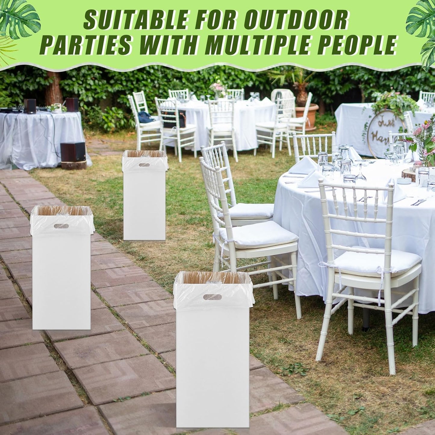 10 Pack 13 Gallon Cardboard Trash Cans Disposable and Reusable Corrugated Cardboard Cans Recycling Bins Bulk with 20 Garbage Bags for Parties Events