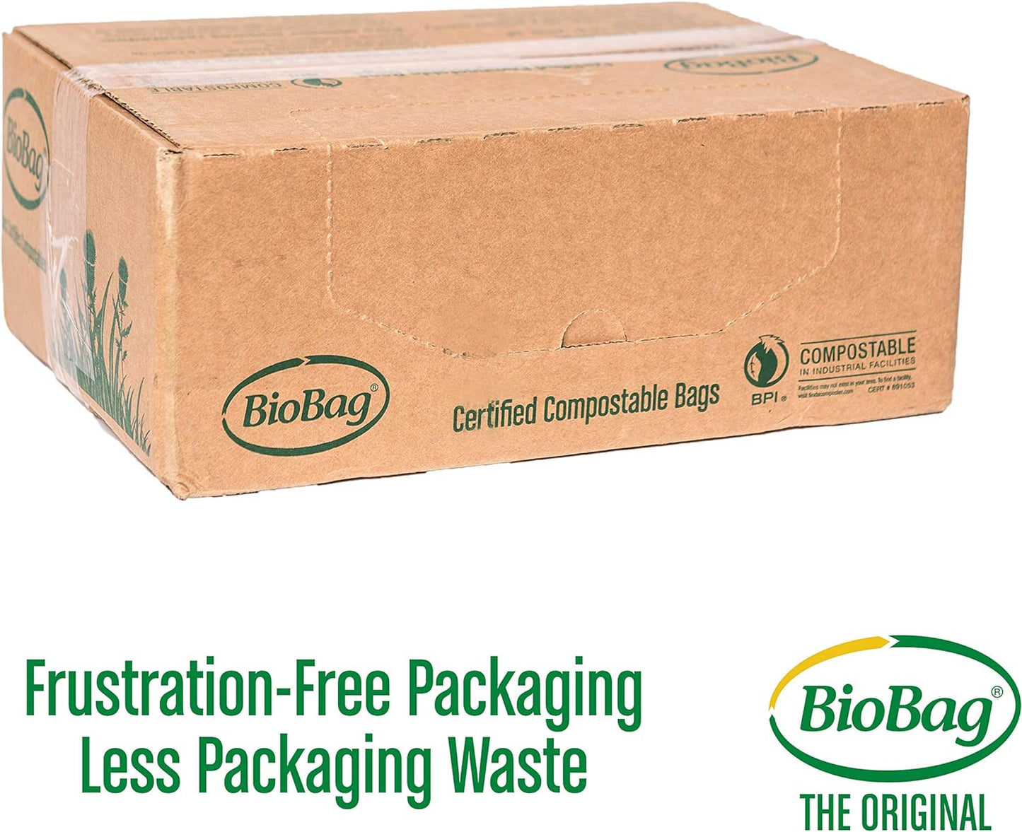 BioBag (USA) The Original Compostable Bag, 32 Gallon, 120 Count, 100% Certified Compostable Trash Bag Liners for Food Waste, Extra Strong and Durable, Trash Bag
