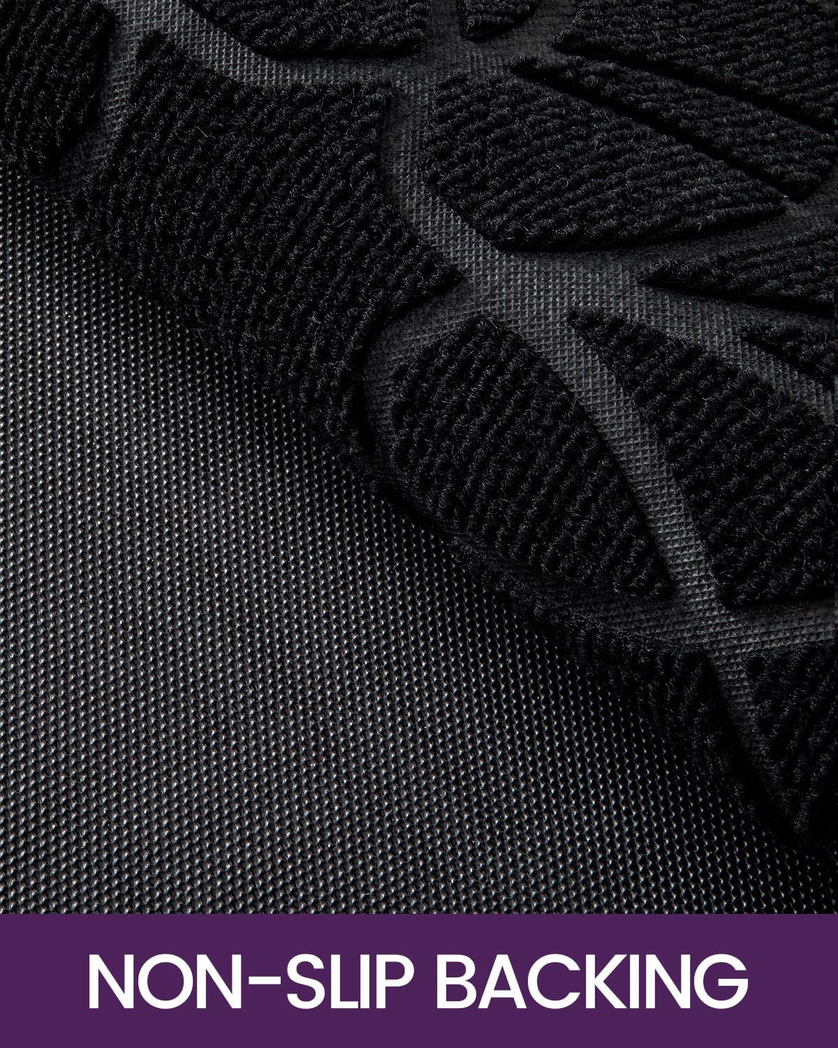 DEXI Front Door Mat Outside Entrance, Heavy Duty Non Slip Low Profile Doormat for Entryway, Trap Dirt and Moisture Welcome Mats, Easy Clean, Patio, Garage, 4x2, Black