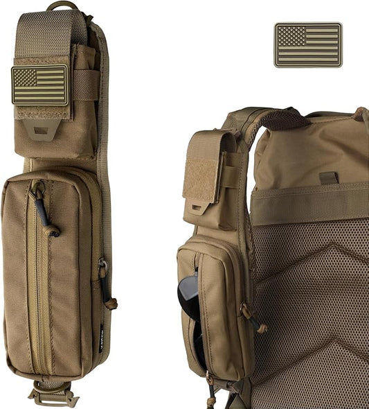 WYNEX Molle Accessories Pouch of Double Zipper Pocket Version, Backpack Strap Pouch Shoulder Strap Molle Attachment Tactical Accessories Bag Shoulder Starps Zipper Pocket Additional Phone Holder