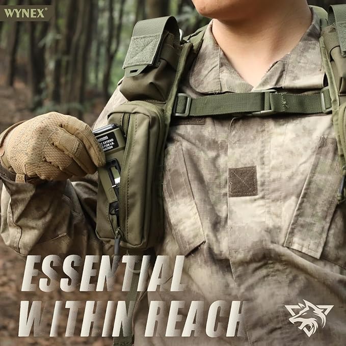 WYNEX Molle Accessories Pouch of Double Zipper Pocket Version, Backpack Strap Pouch Shoulder Strap Molle Attachment Tactical Accessories Bag Shoulder Starps Zipper Pocket Additional Phone Holder