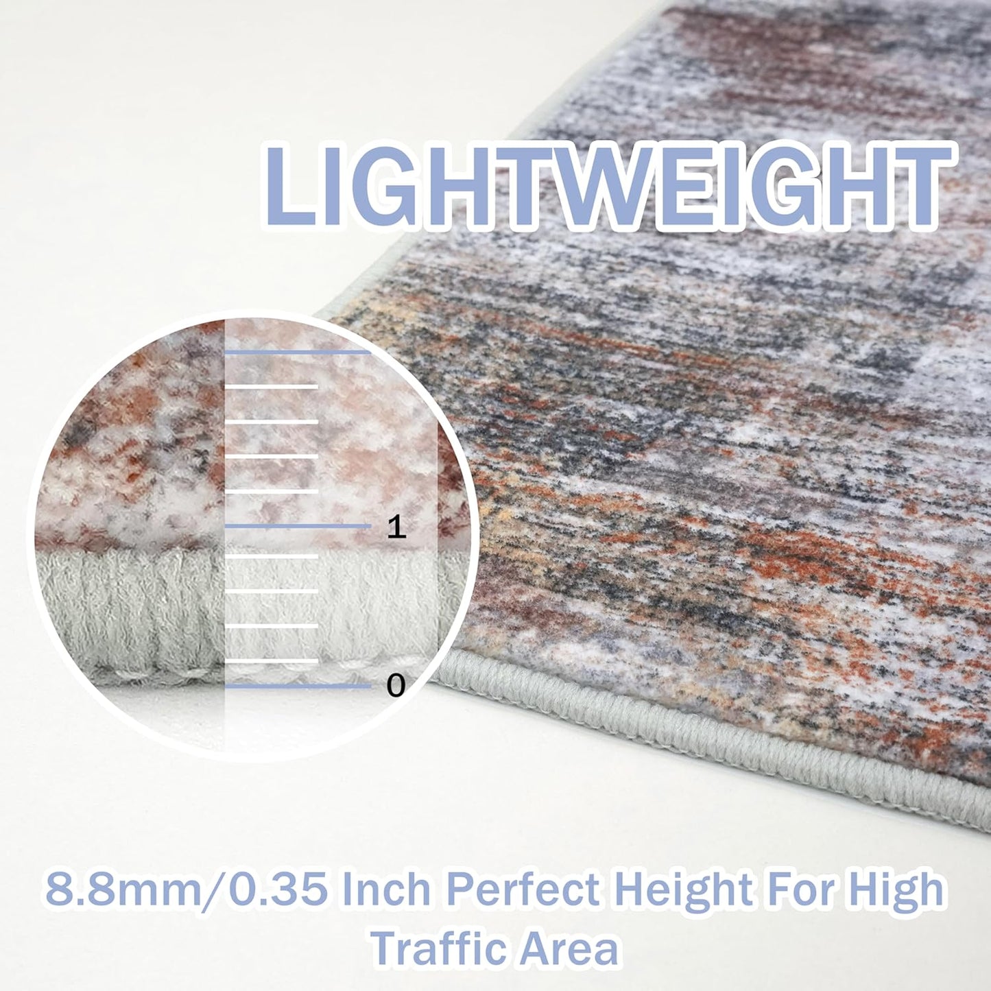 IOHOUZE Abstract Runner Rug 3x8 Ft Washable Runners for Hallways, Non Slip Kitchen Runner Printed Faux Wool Entryway Runner Indoor, Modern Abstract Floor Carpet for Hall Bedroom, Orange Grey